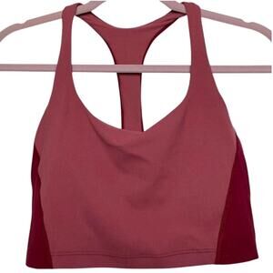 Athleta Sports Bra Pink Womens Sm Padded Burgundy Razor Back Athletic Crop Top